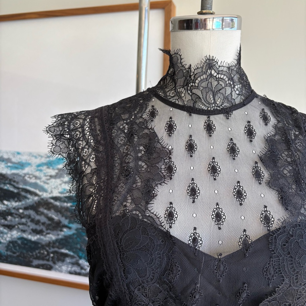 Elegant Black Lace Sleeveless Top - Picture 2 of 5